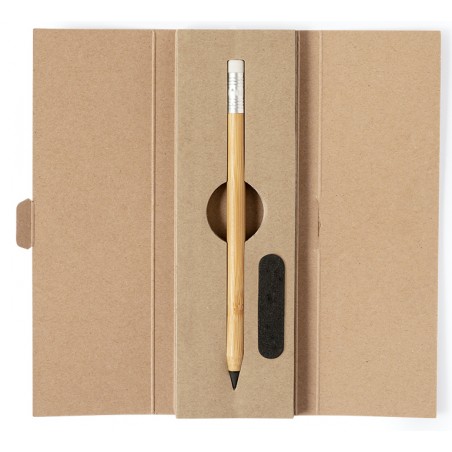 Crayon éternel avec gomme présenté dans une boîte en carton