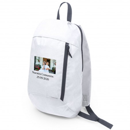 Sac à dos personnalisé avec logo en couleur ou photo et texte pour entreprise mariage baptême communion et anniversaire