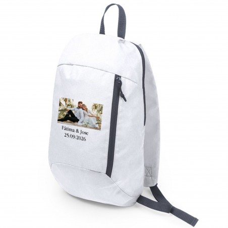 Sac à dos personnalisé avec logo en couleur ou photo et texte pour entreprise, mariage, baptême, communion et anniversaire