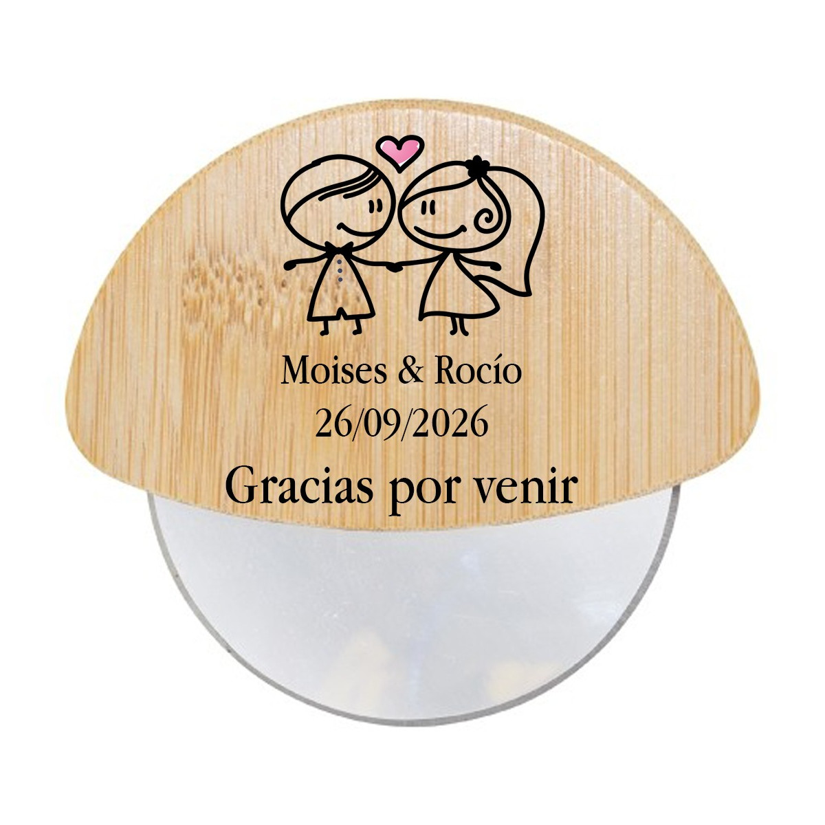 Coupe-pizza de mariage personnalisé avec phrase et noms