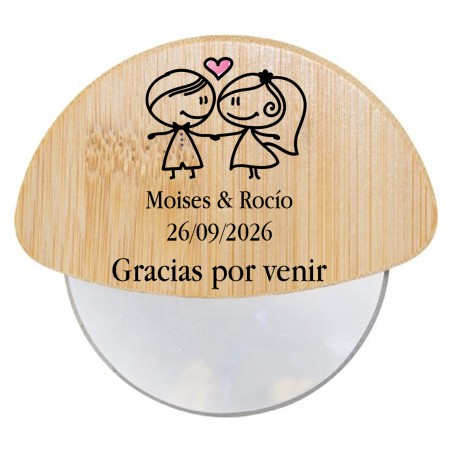 Coupe-pizza de mariage personnalisé avec phrase et noms