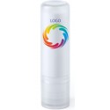 Baume à lèvres blanc personnalisé avec logo et texte en couleur