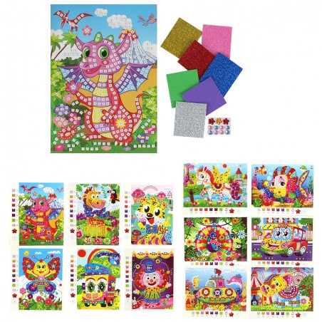 Jeu d'artisanat pour enfants avec des mosaïques adhésives