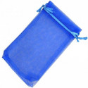 Tire bouchon personnalisé avec communion adhésive enfant dans un sac en organza bleu électrique