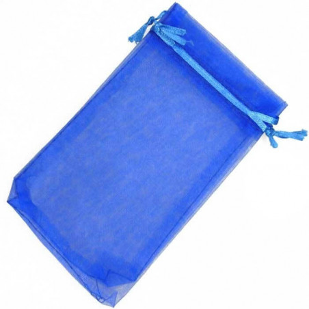Tire-bouchon personnalisé avec autocollant de communion garçon dans un sac en organza bleu électrique