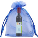 Tire-bouchon personnalisé avec autocollant de communion garçon dans un sac en organza bleu électrique
