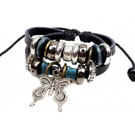 Bracelet double papillon avec perles