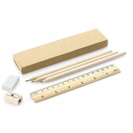 Crayons avec accessoires gomme règle et taille crayon dans un étui en carton