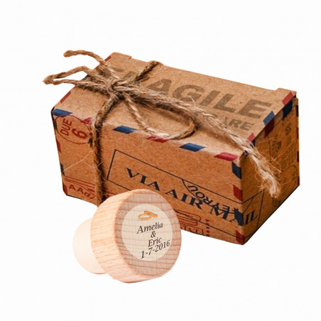 Bouchon de bouteille de vin hermétique avec autocollant personnalisé dans une boîte en carton scellée