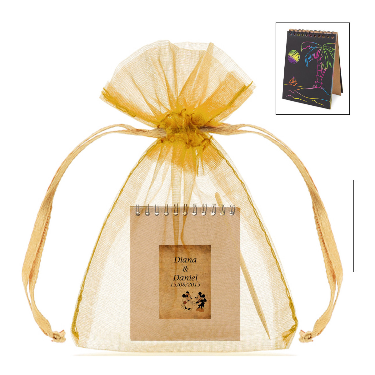Carnet de magie noire avec marqueur personnalisé et autocollant de mariage
