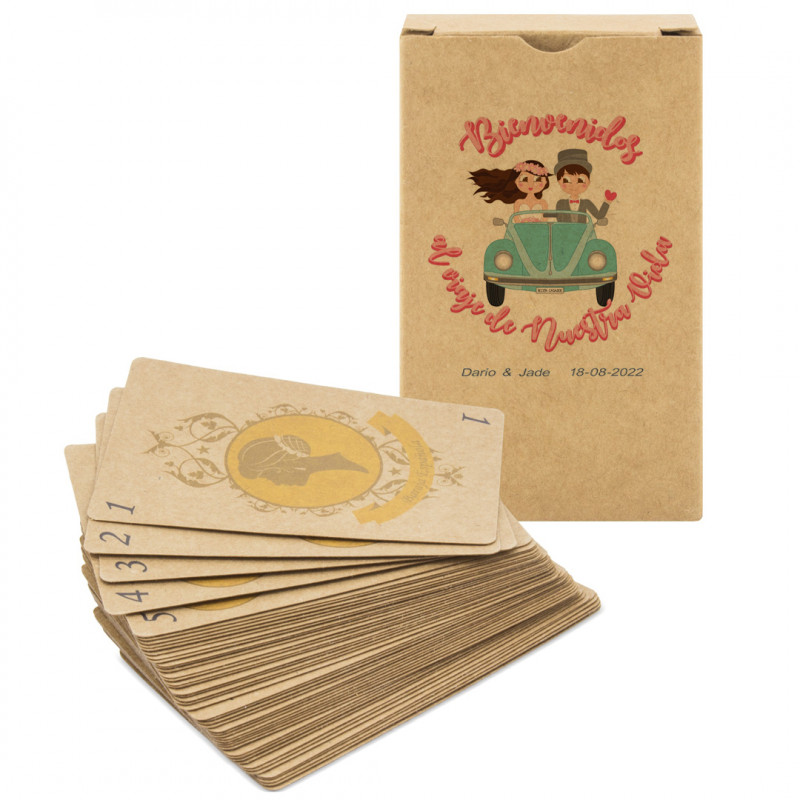 Jeu de cartes espagnol personnalisé pour les mariages et design kraft