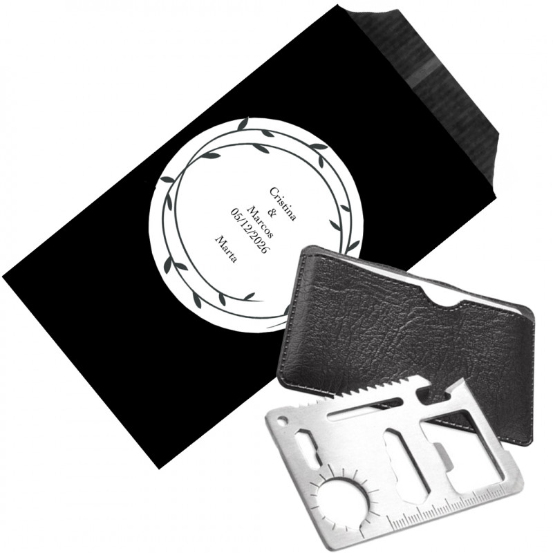 Outil multifonction de poche personnalisé avec étui noir