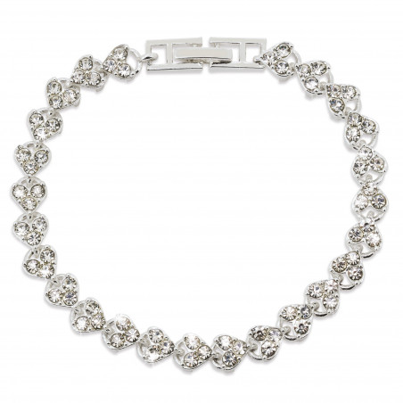 Bracelet de bijoux fins avec cristaux présenté dans un sac en daim et une épingle de mariage