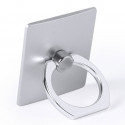 Support de bague pour mobile présenté dans un sachet en suédine et autocollant personnalisé de mariage.