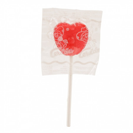 Sucette en forme de cœur rouge personnalisée avec un autocollant de mariage