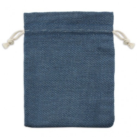 Portefeuille rustique en couleur bleue et sac présenté avec autocollant