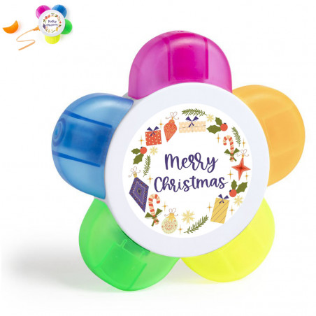 Marqueurs fluorescents pour surligner avec adhésif pour Noël
