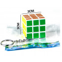Rubik s cube 3x3 sur porte clés présenté dans une boîte en carton cadeau et un autocollant de noël à personnaliser