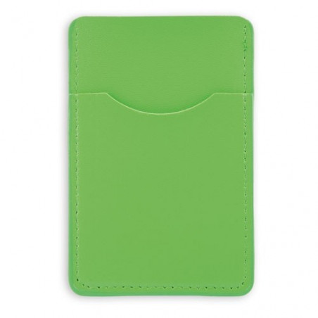 Porte cartes en similicuir avec fenêtre verte présenté dans une enveloppe en papier et adhésif photo