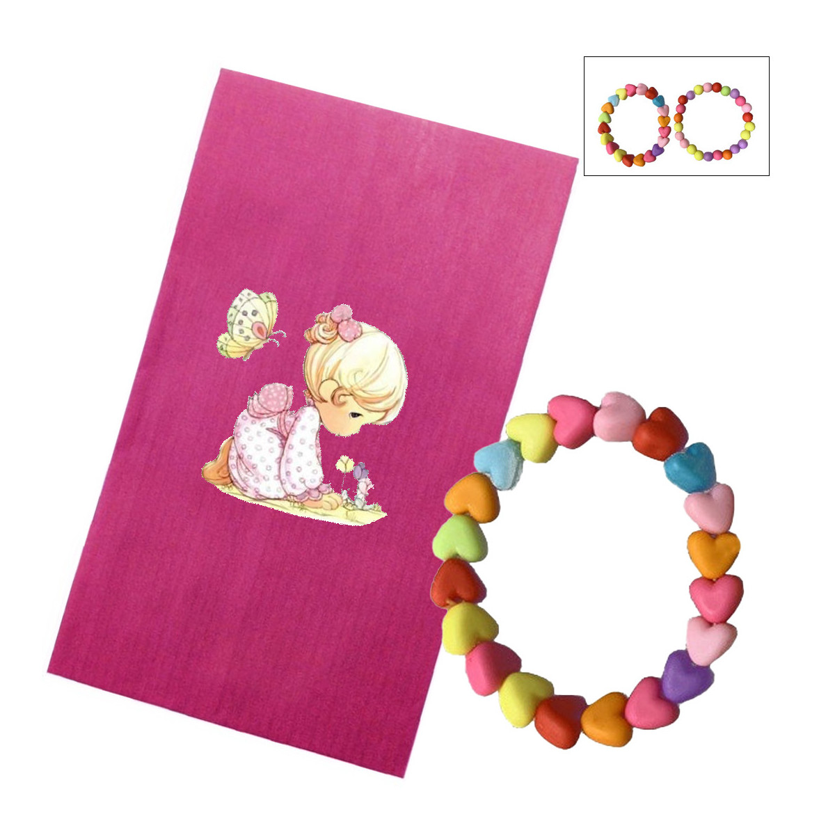 Bracelets pour filles avec perles colorées dans une enveloppe cadeau rose