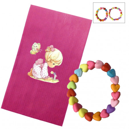 Bracelets pour filles avec perles colorées dans une enveloppe cadeau rose