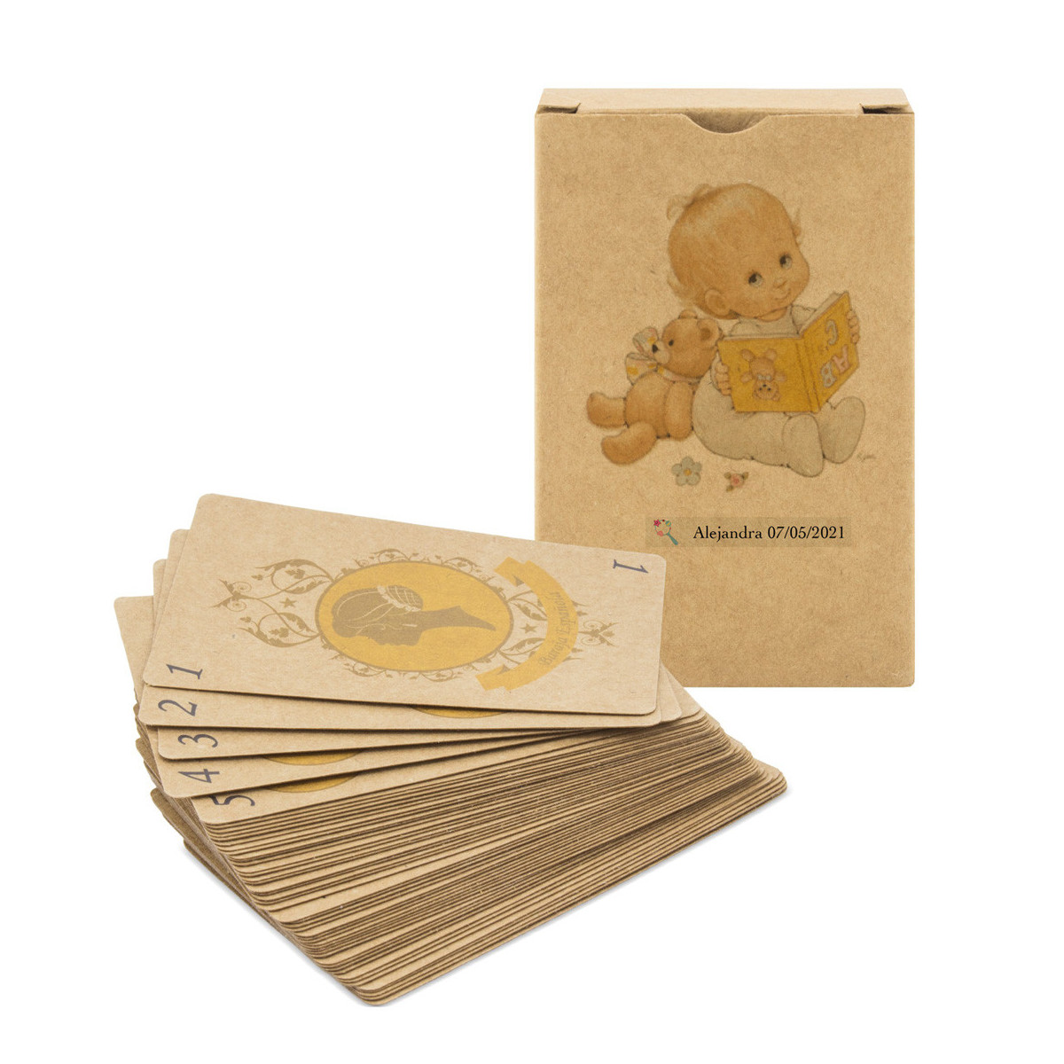 Jeu de cartes personnalisé avec des autocollants de baptême