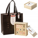 Tic Tac Toe en bois avec boîte personnalisée avec autocollant de mariage et sac cadeau pour homme