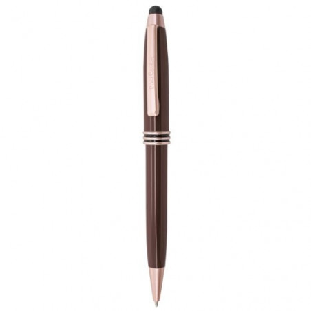 Porte-cartes avec fenêtre de couleur marron avec stylo Pierre Cardin présenté dans une enveloppe et autocollant de mariage