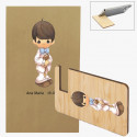 Support plat pour mobile décoré avec des autocollants personnalisés de communion