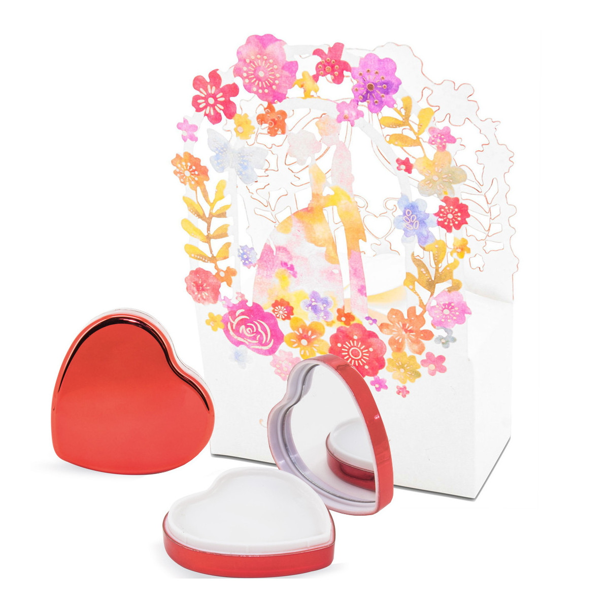 Baume à lèvres coeur dans une boîte cadeau de mariage
