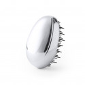 Brosse à cheveux avec coque en argent présenté dans un sac métallique avec des autocollants personnalisés pour les mariages