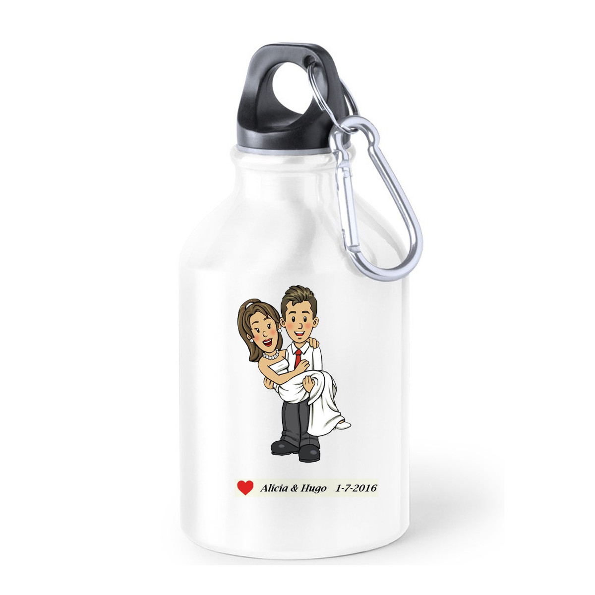 Bouteille d'eau thermale avec autocollants de mariage et texte personnalisé