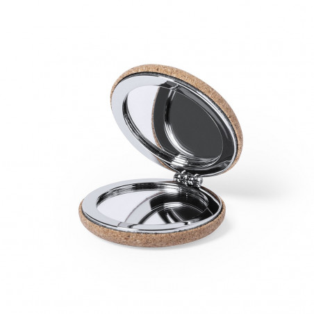 Miroir en liège pour sac à main dans une boîte cadeau avec autocollant texte personnalisé