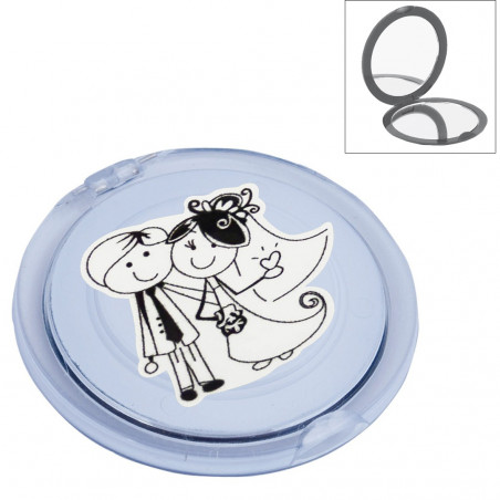 Miroir de sac à main avec grossissement de couleur transparente avec adhésif pour couple de mariage