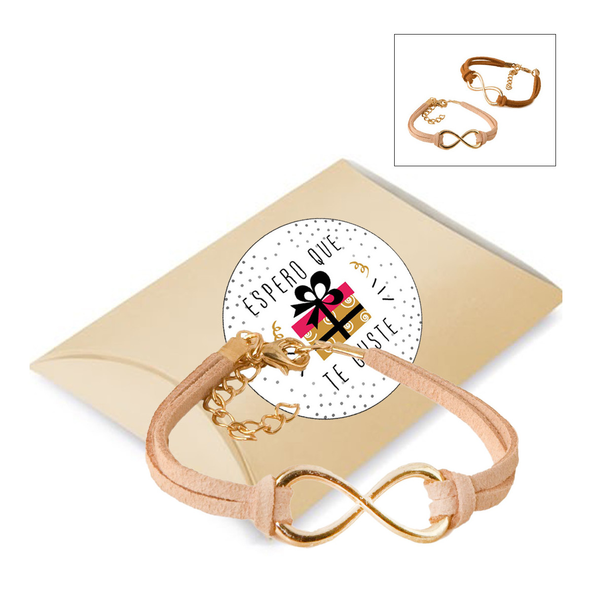 Bracelet Infinity avec fermoir chaîne dans un coffret cadeau Secret Santa personnalisé
