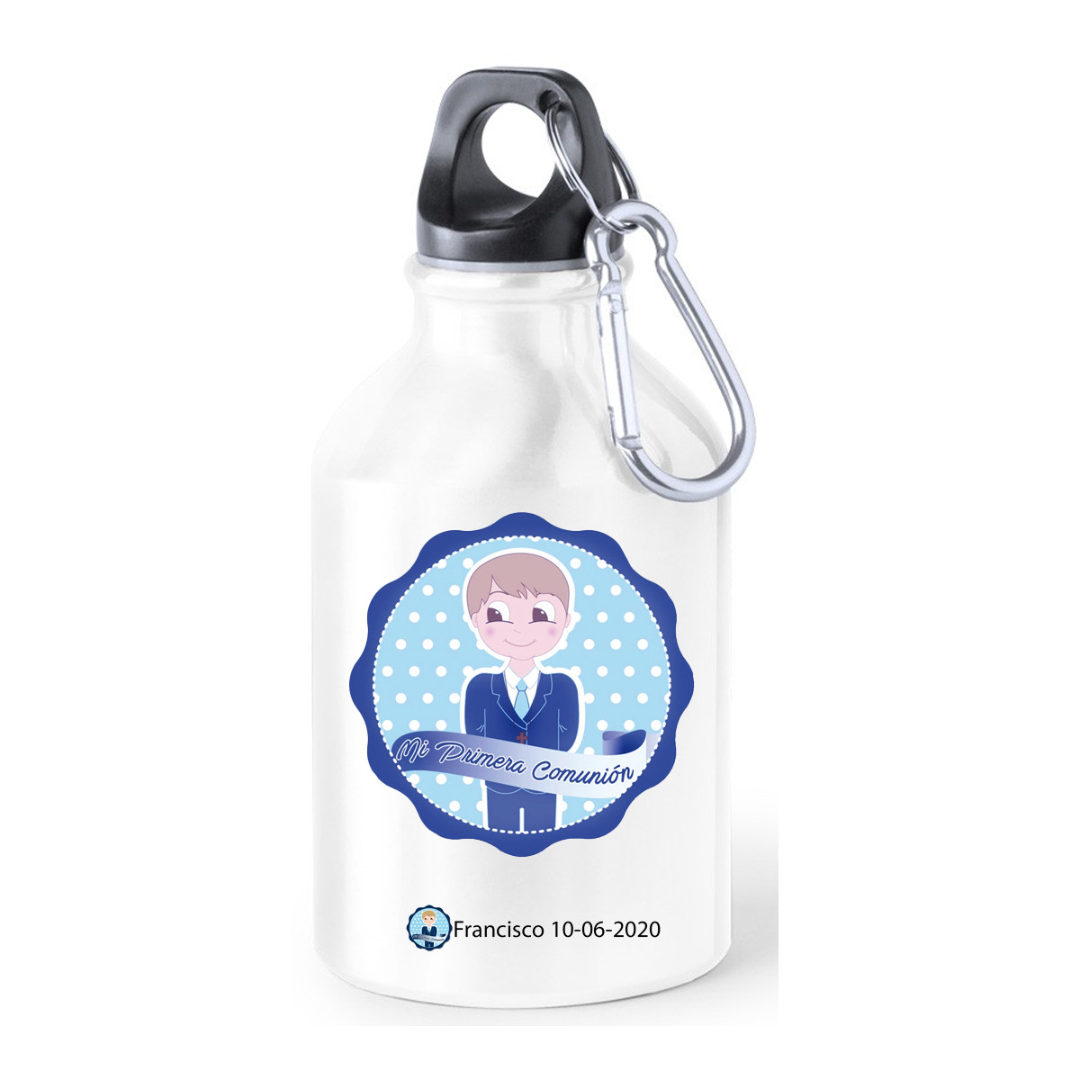 Bouteilles de communion pour eau métallique avec adhésif décoratif pour communion d'enfant personnalisé