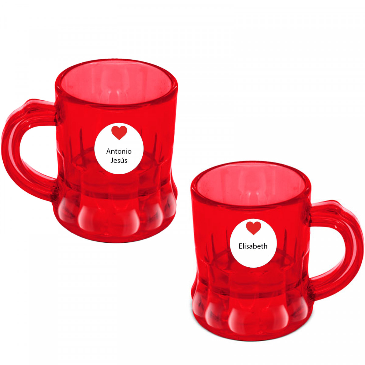 Shots rouges personnalisés avec autocollants, un cadeau spécial Saint-Valentin pour les couples.