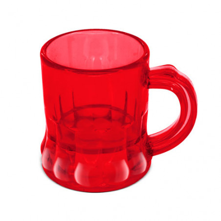 Verre à shot rouge transparent en forme de chope à bière comme cadeau de Saint-Valentin unisexe personnalisé