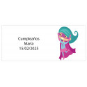 Autocollant rectangulaire personnalisé de fille super-héros avec nom et date