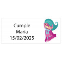 Autocollant rectangulaire fille super-héros 5 x 3 personnalisé avec nom et date