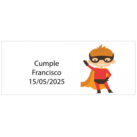 Autocollant rectangulaire super-héros personnalisé avec nom et date