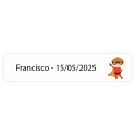 Autocollant rectangulaire 5 x 1 super-héros personnalisé avec nom et date
