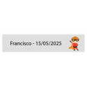 Sticker rectangulaire transparent 5 x 1 super-héros personnalisé avec nom et date