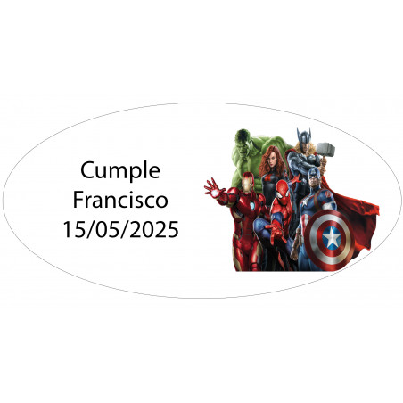 Autocollant ovale Avengers personnalisé avec nom et date
