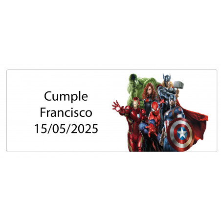 Autocollant rectangulaire Avengers personnalisé avec nom et date