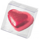 Boîte en forme de cœur avec chocolats et boîte transparente avec autocollant personnalisé