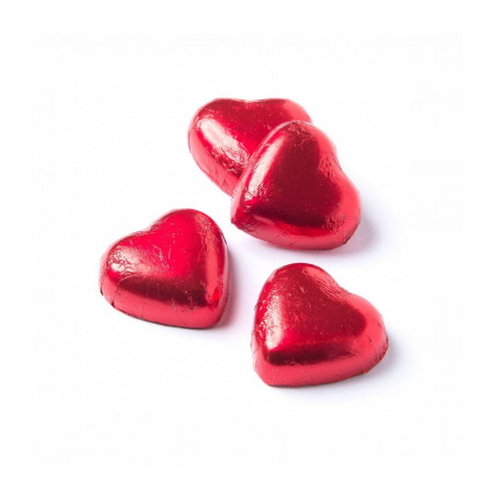 Chocolats coeur remplis dans un pot de bonbons avec couvercle et autocollant personnalisé