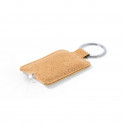 Porte clés en liège avec lampe de poche led présenté dans une boîte en carton avec adhésif personnalisable