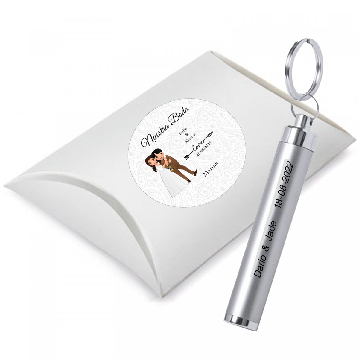 Lampe de poche fine personnalisée avec autocollant transparent et coffret cadeau