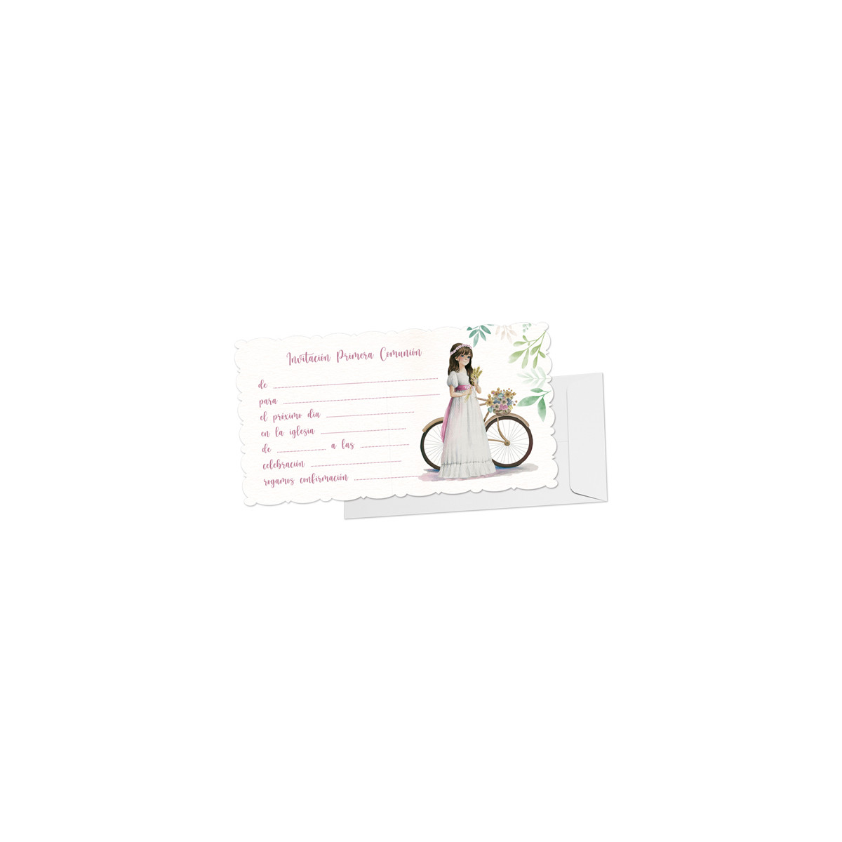Blister de 10 cartes d'invitation pour la première Communion fille
